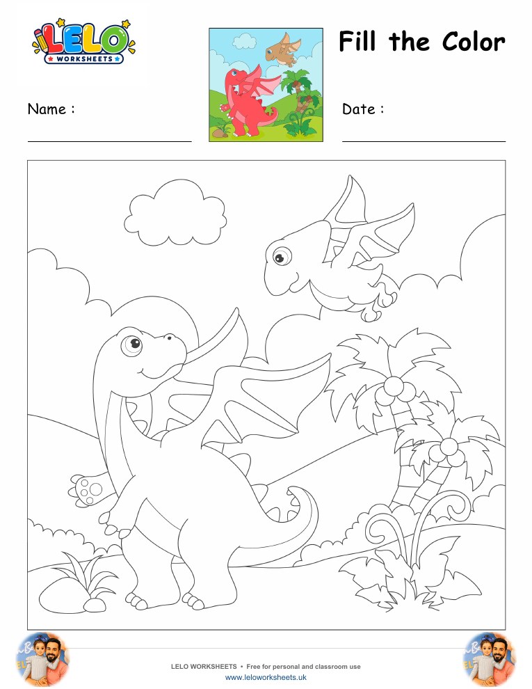Fill the Color-Dragon Worksheet worksheet preview