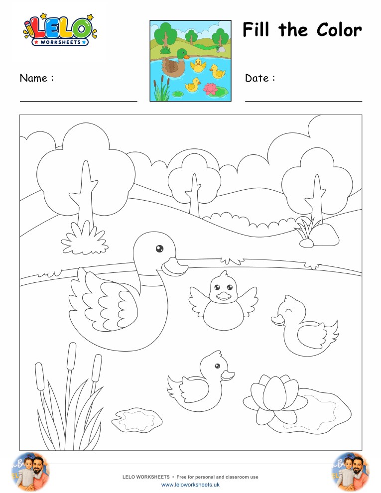 Fill the Color-Duck Worksheet worksheet preview