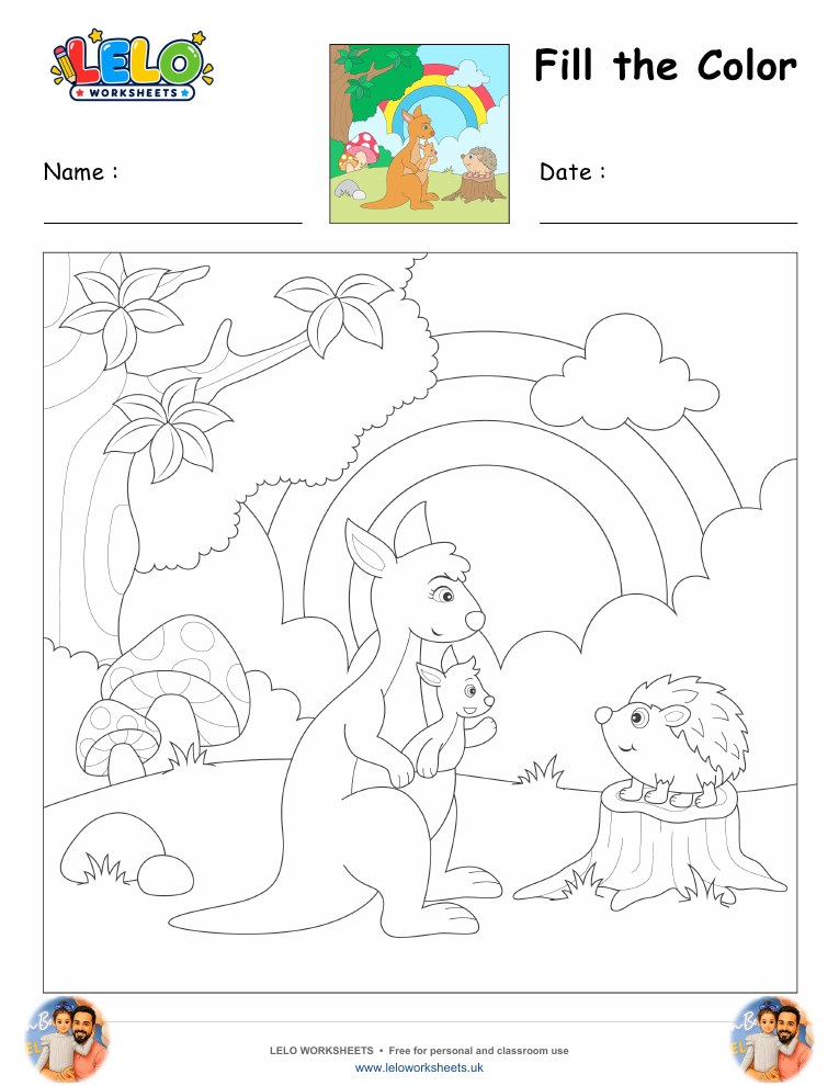 Fill the Color-Kangaroo Worksheet worksheet preview