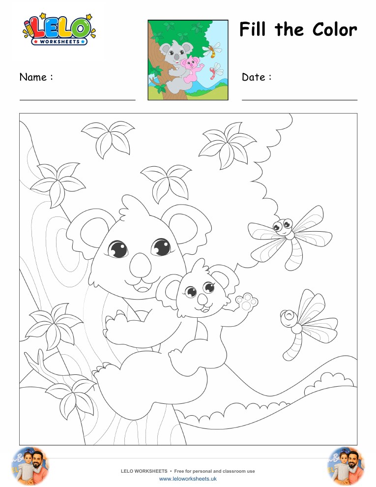 Fill the Color-Koala Worksheet worksheet preview