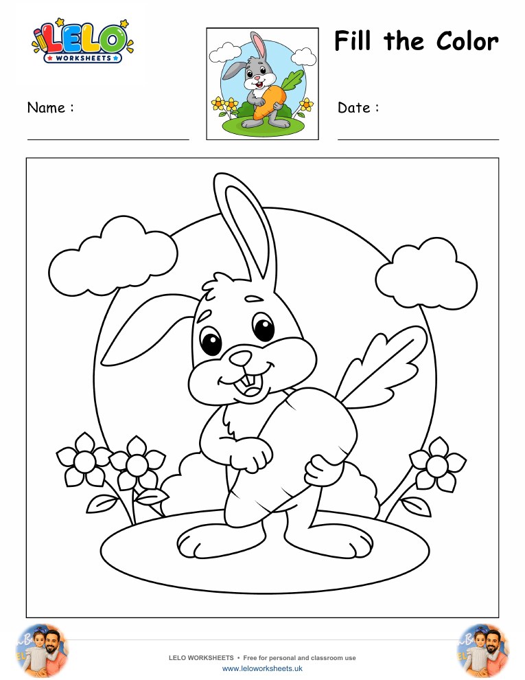 Fill the Color-Rabbit Worksheet worksheet preview