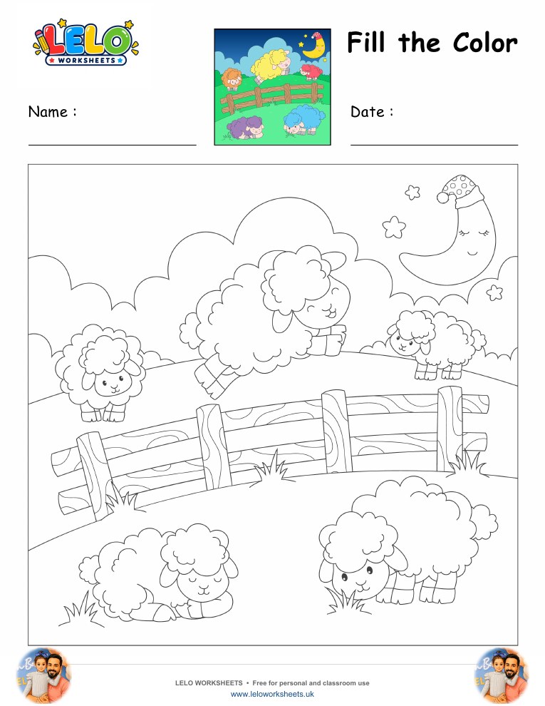 Fill the Color-Sheeps Worksheet worksheet preview