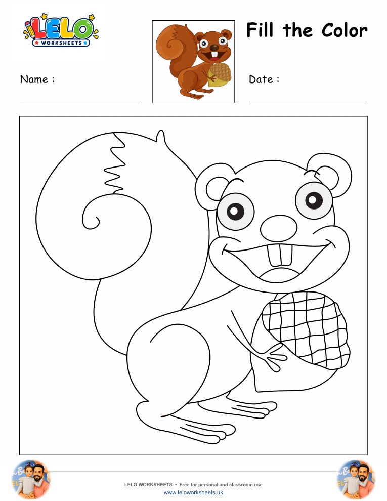 Fill the Color-Squirrel Worksheet worksheet preview