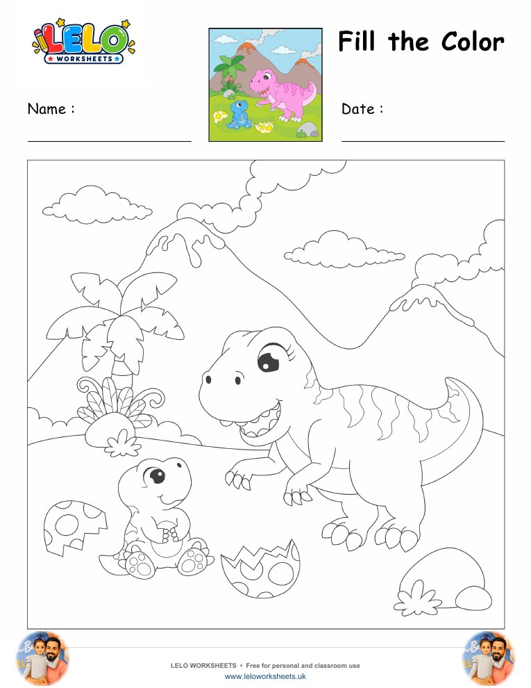 Fill the Color-Tyrannosaurus Worksheet worksheet preview