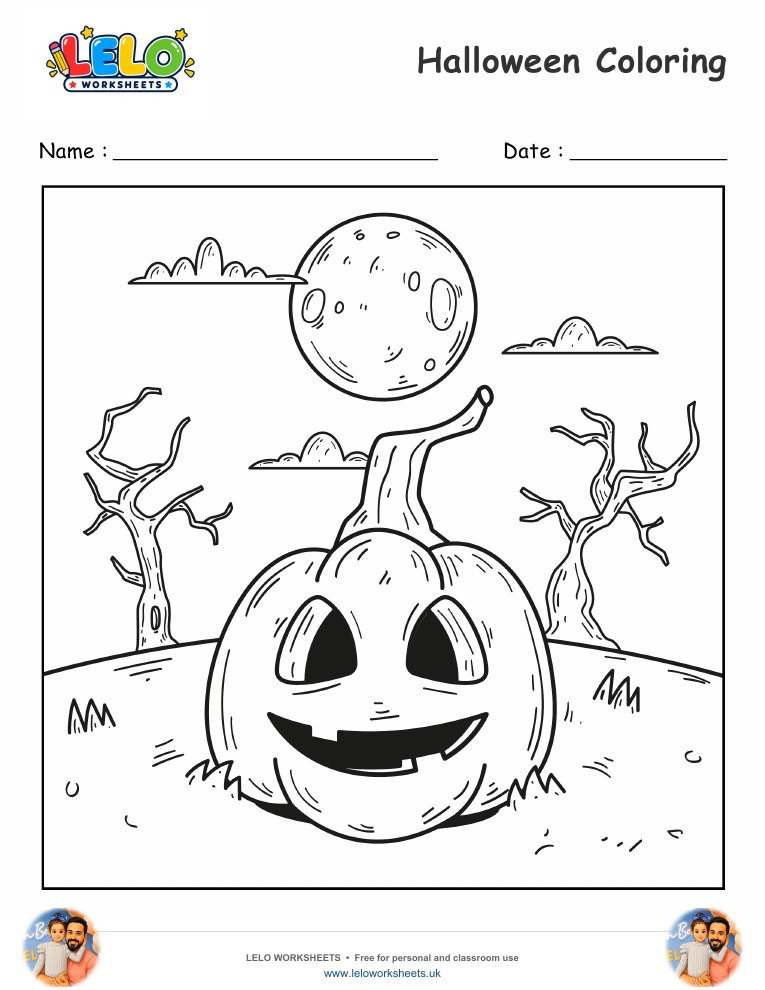 Halloween coloring page worksheet preview