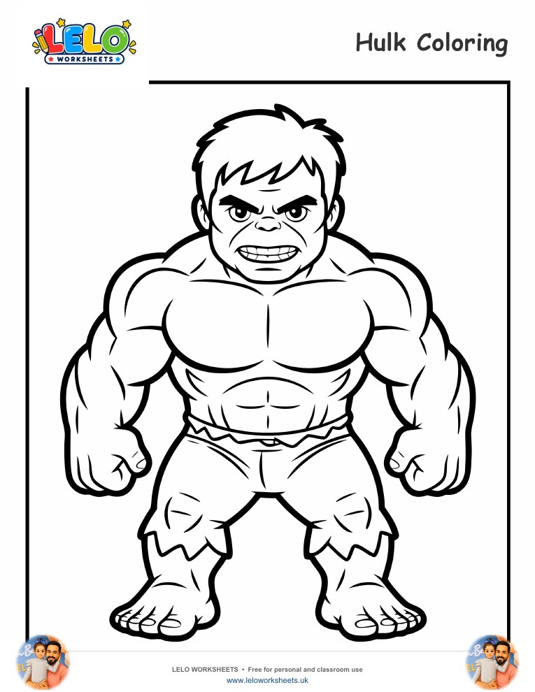 Hulk Coloring Pages worksheet preview