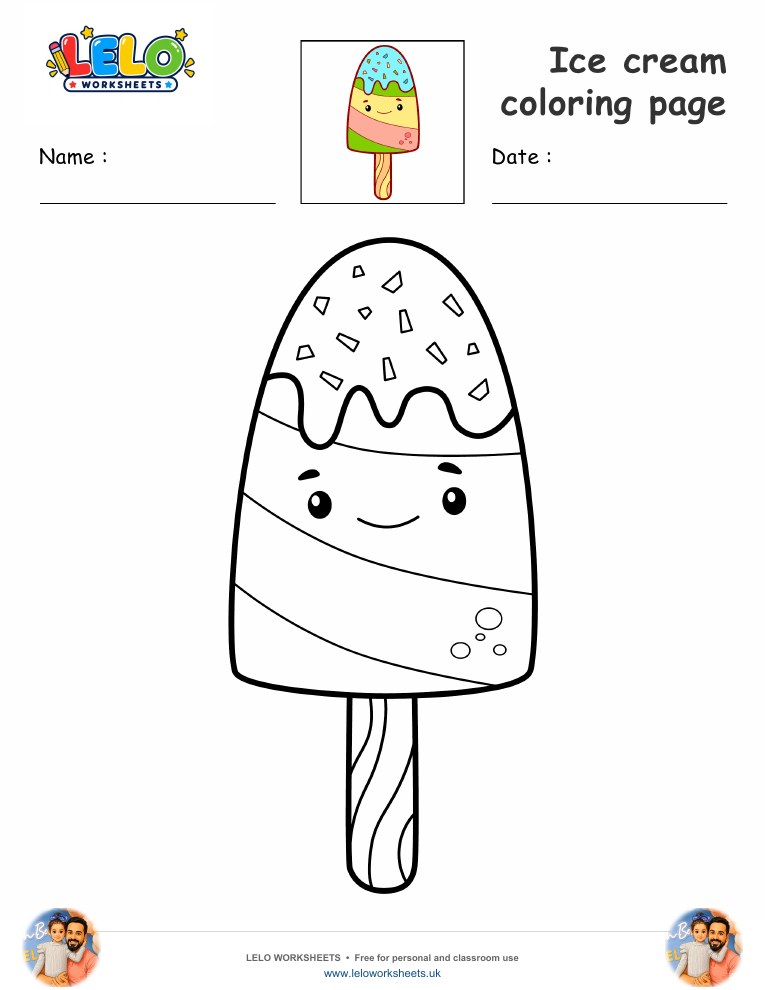 Ice cream coloring page worksheet preview