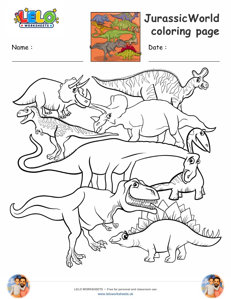 Jurassic world coloring page worksheet preview