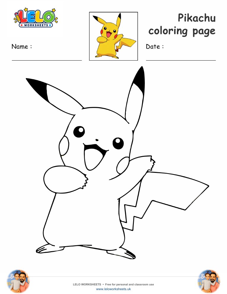pikachu coloring page worksheet preview