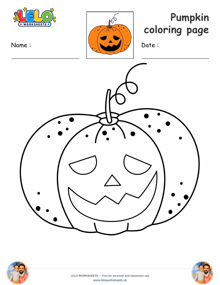 pumpkin coloring page worksheet preview