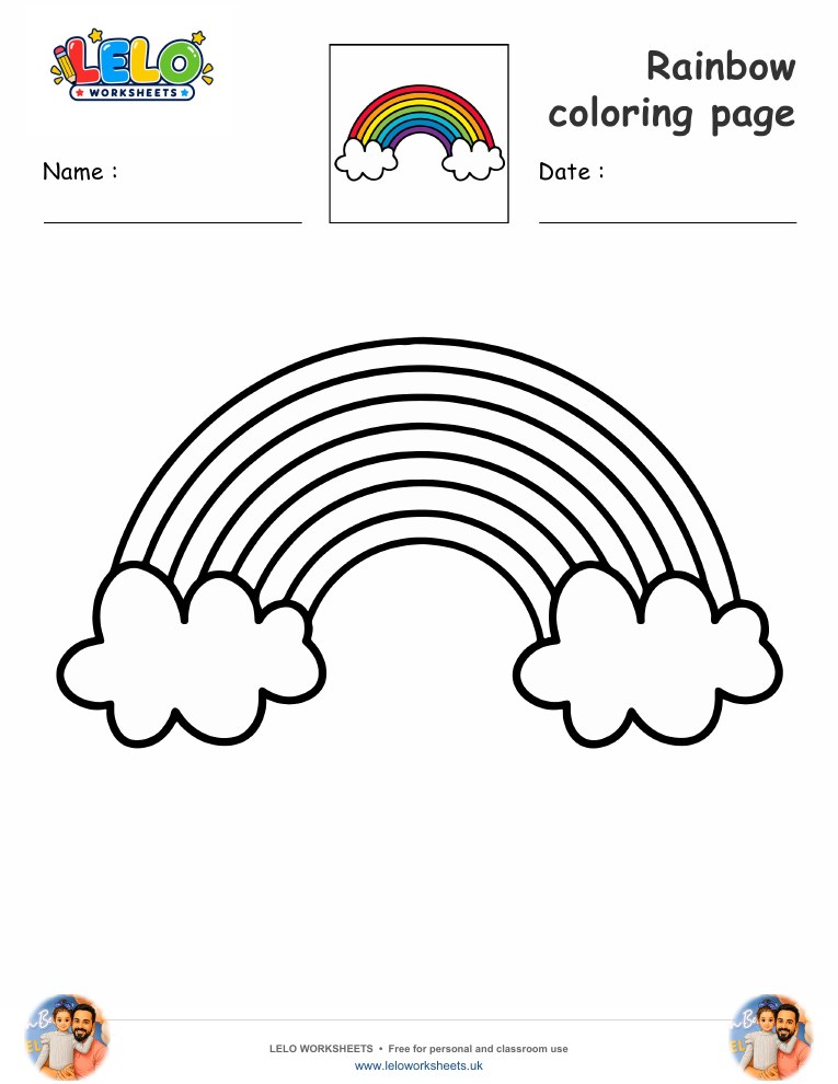 rainbow coloring page worksheet preview