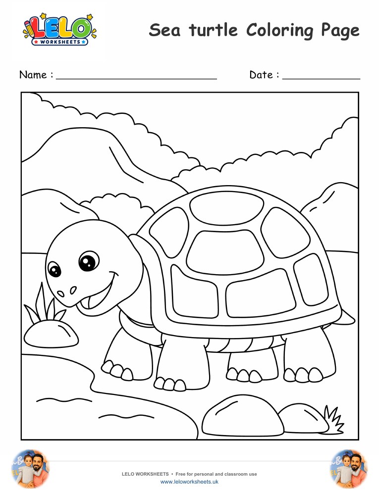 Sea turtle coloring page worksheet preview