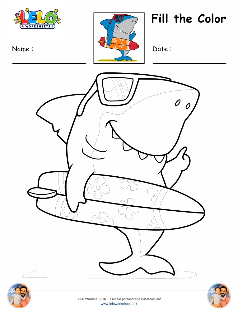 shark coloring worksheet preview