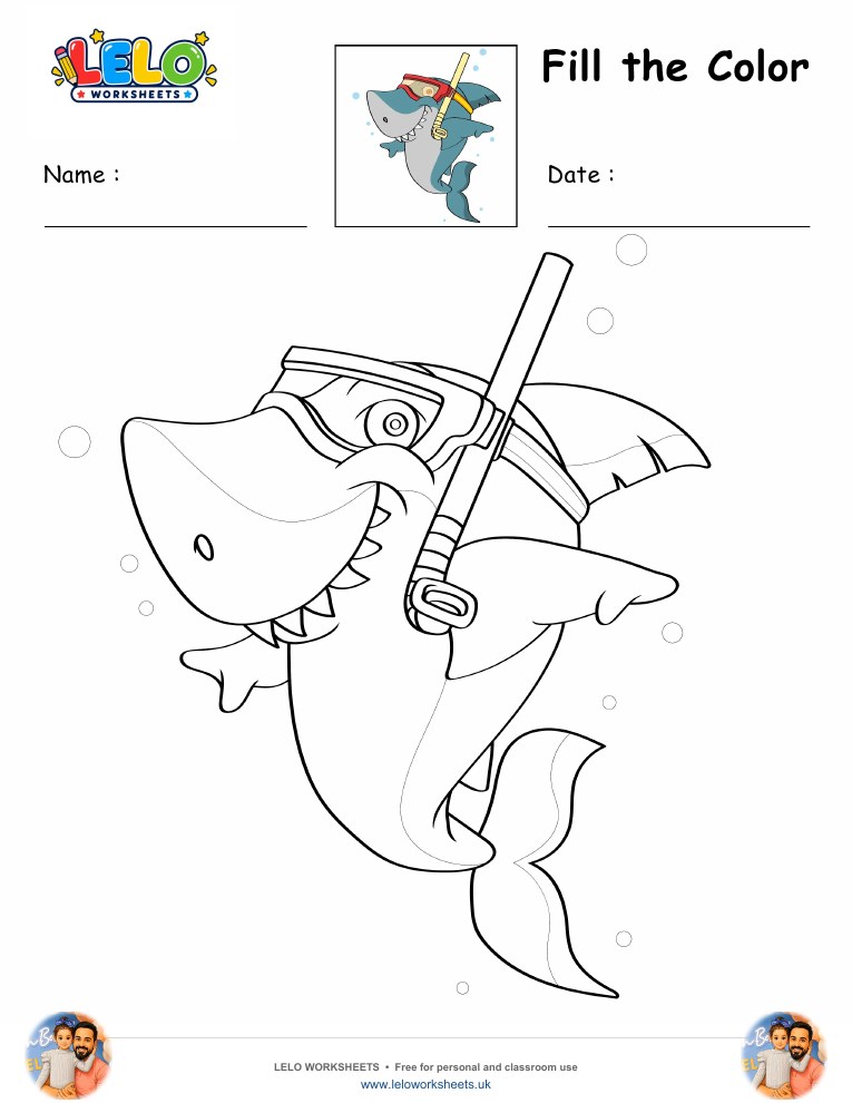 Shark coloring pages worksheet preview