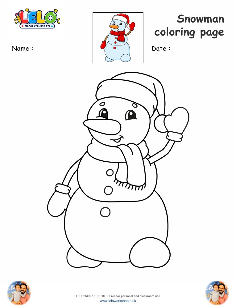 Snowman coloring page_2 worksheet preview