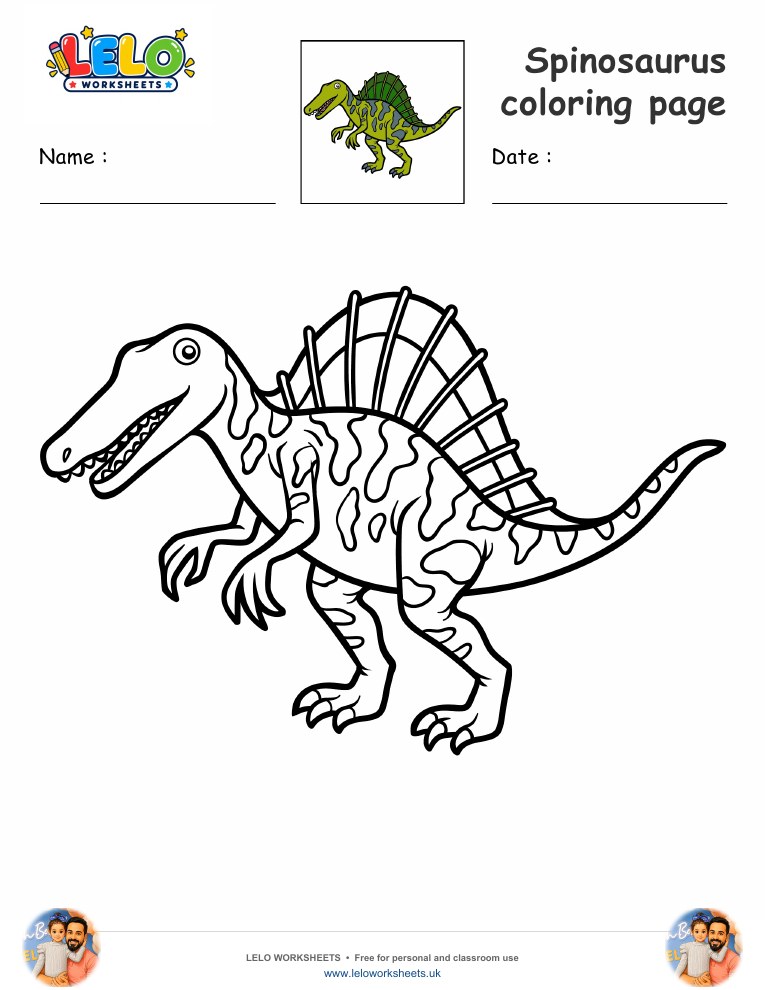 Spinosaurus coloring page worksheet preview