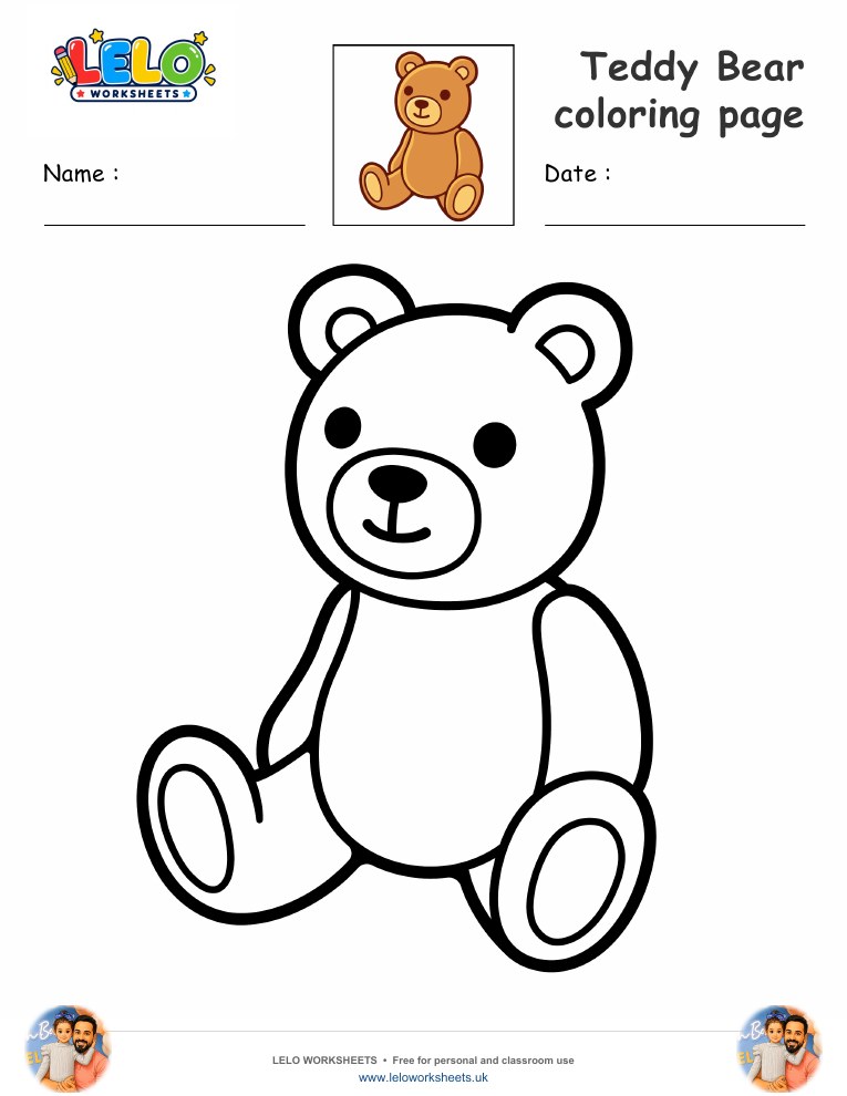 Teddy Bear coloring page worksheet preview