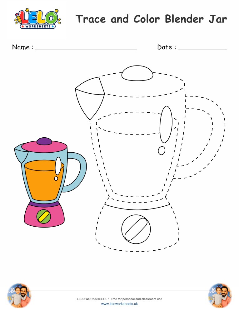 Trace and Color Blender Jar worksheet worksheet preview