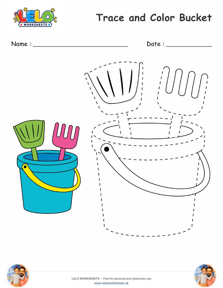 Trace and Color Bucket worksheet worksheet preview