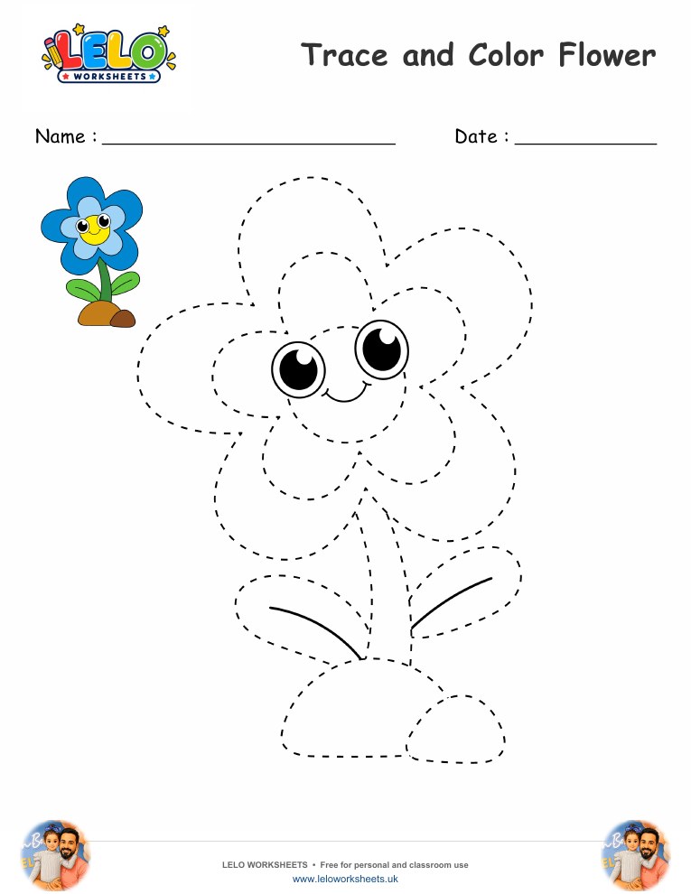 Trace and Color Flower worksheet worksheet preview
