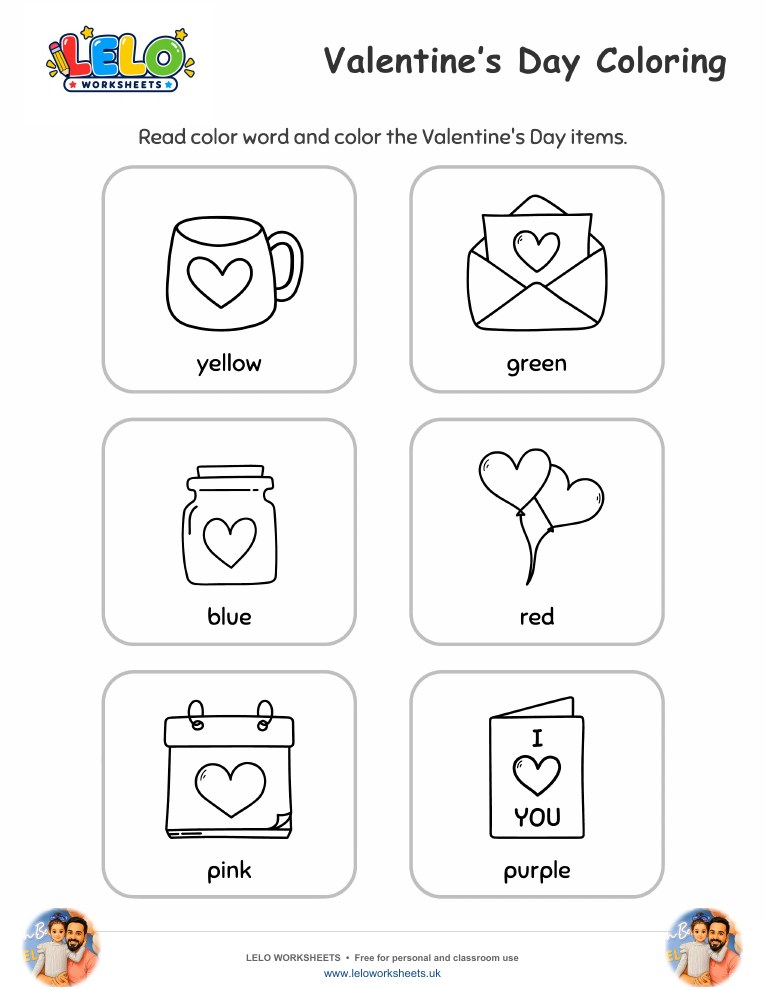 valentines day coloring sheet worksheet preview