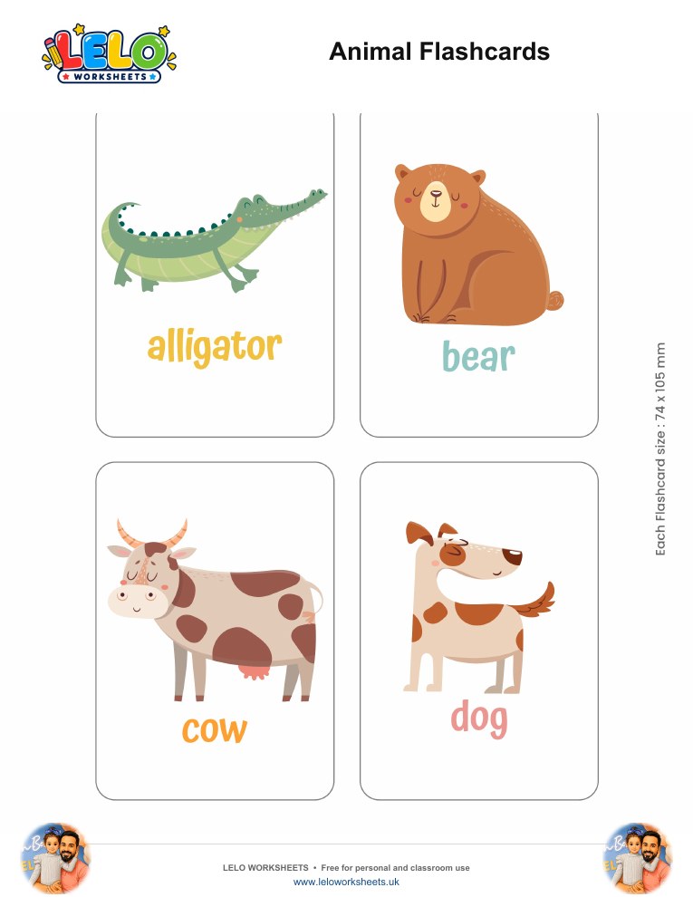 Animal Flashcards worksheet preview