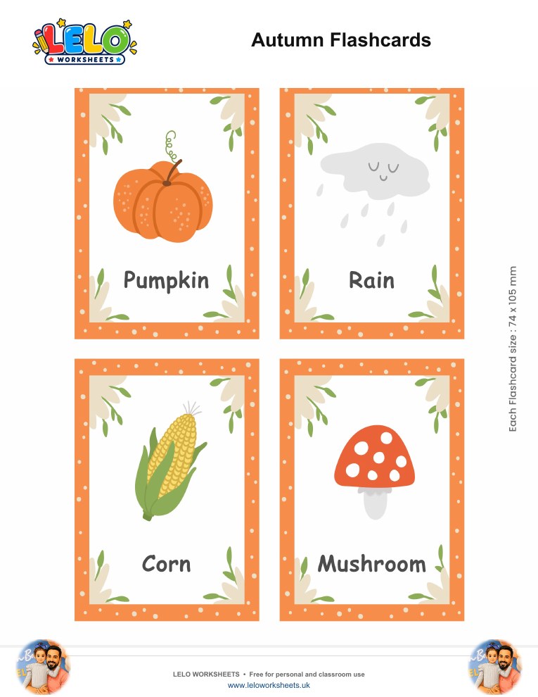 Autumn Flashcards worksheet preview