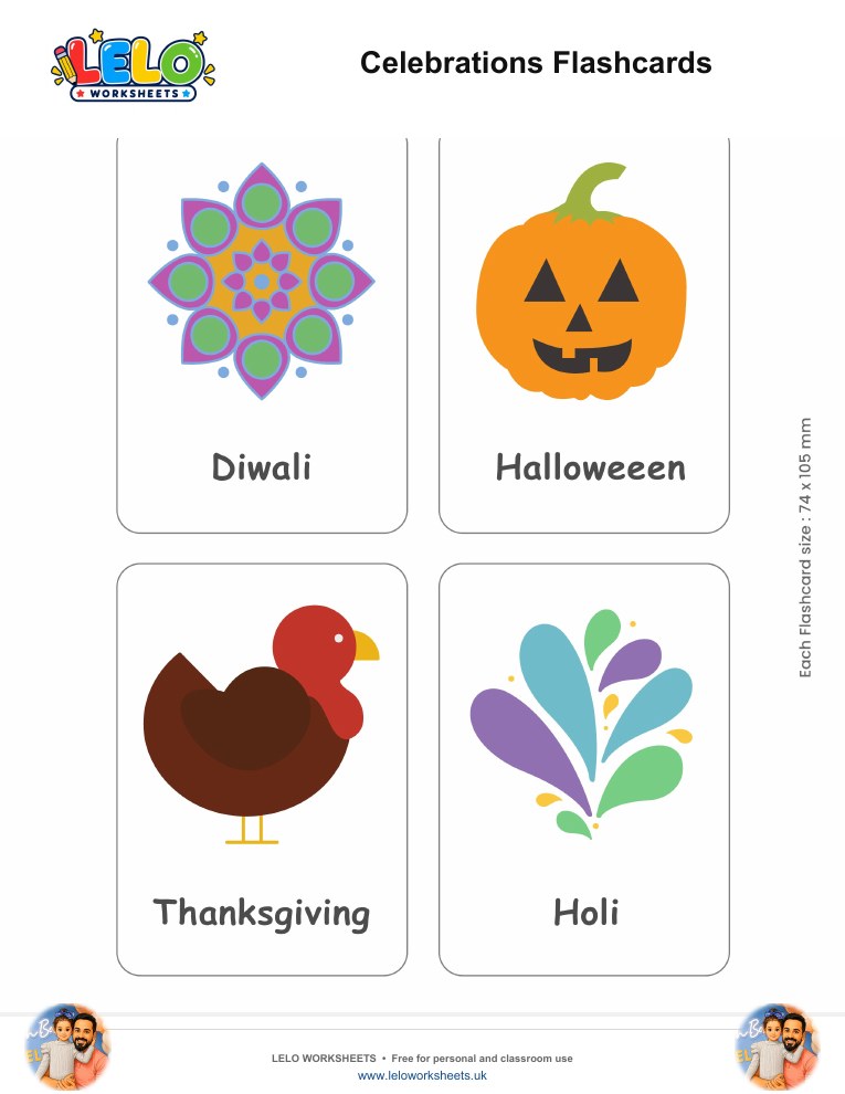Celebrations Flashcards worksheet preview