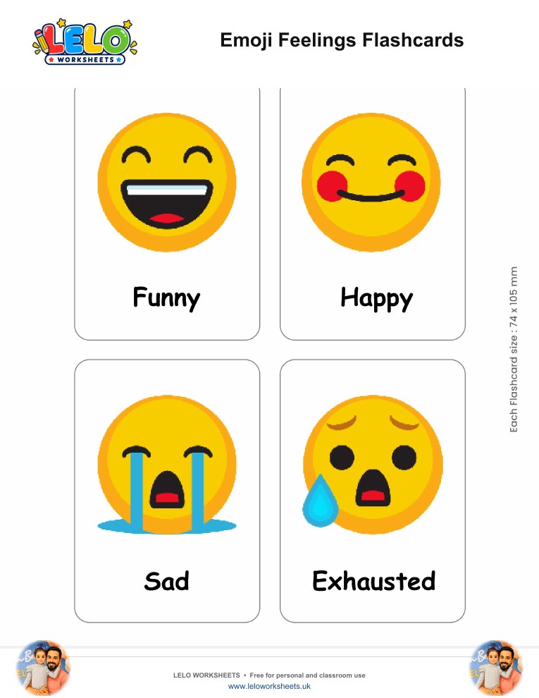 Emoji Feelings Flashcards worksheet preview