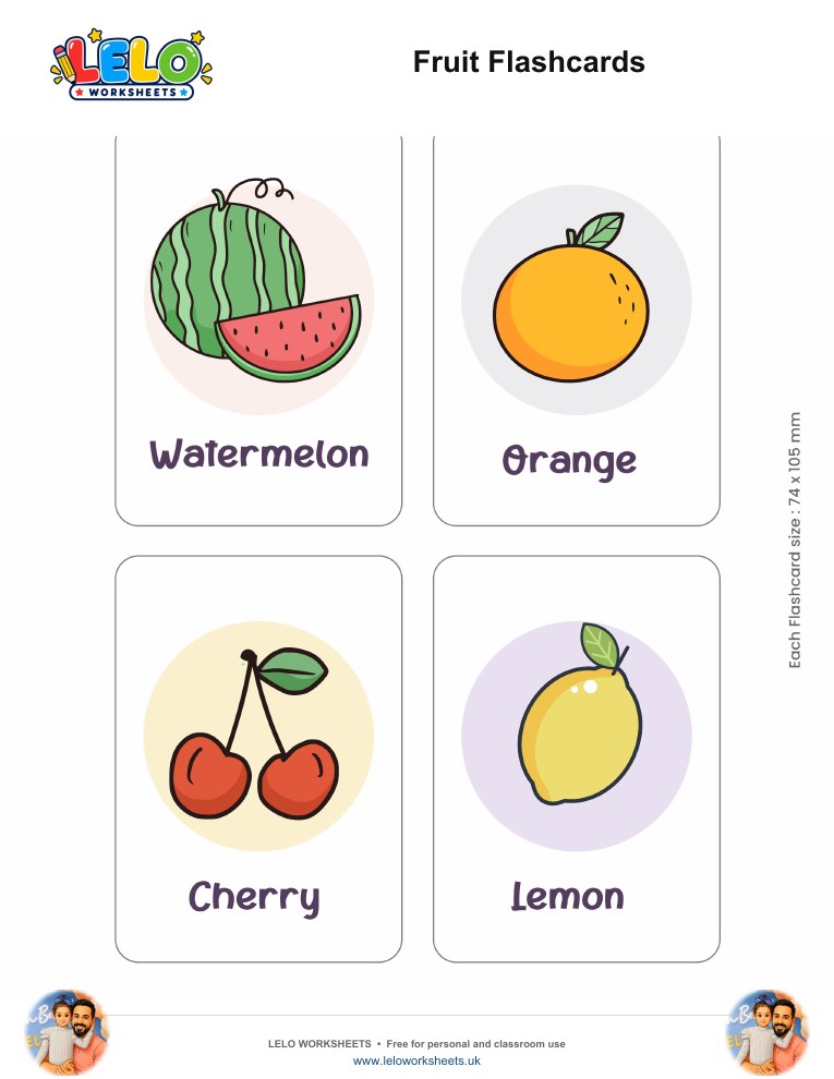 Fruits Flashcards worksheet preview
