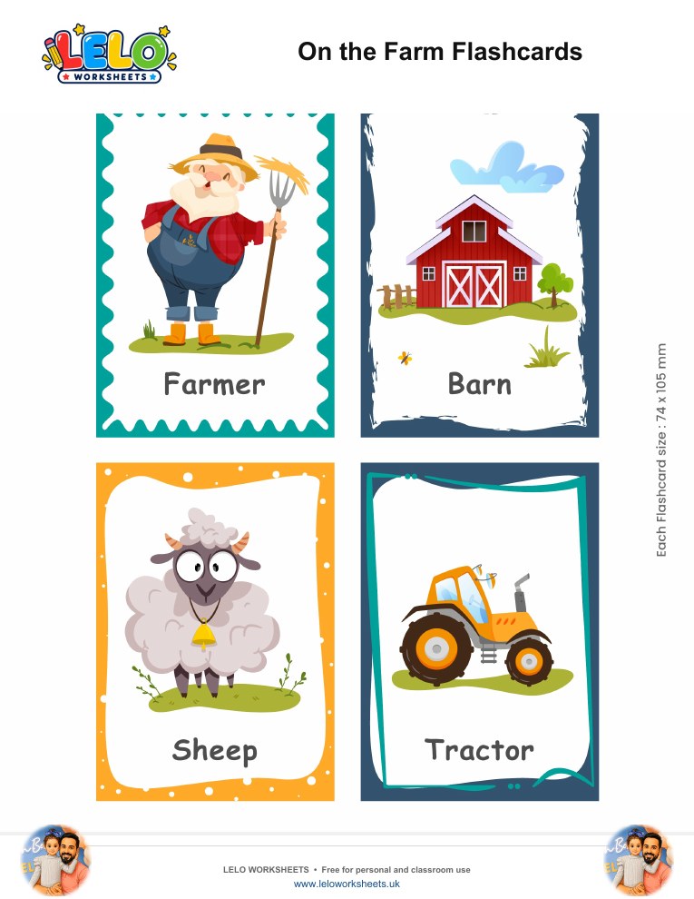 On the Farm Flashcards worksheet preview