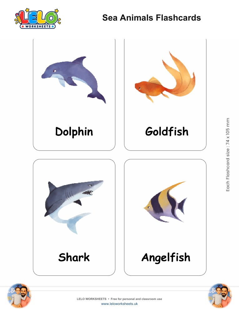 Sea Animals Flashcards worksheet preview
