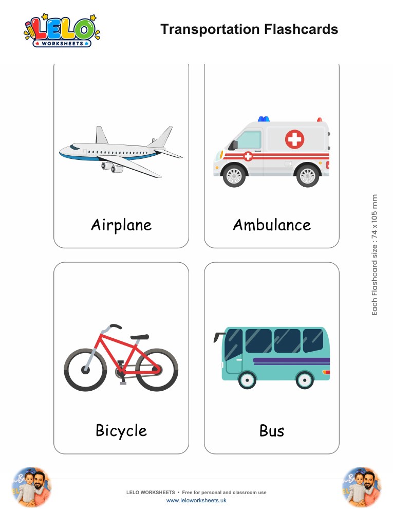 Transportation Flashcards worksheet preview