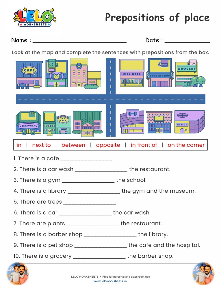 Prepositions of place worksheet worksheet preview