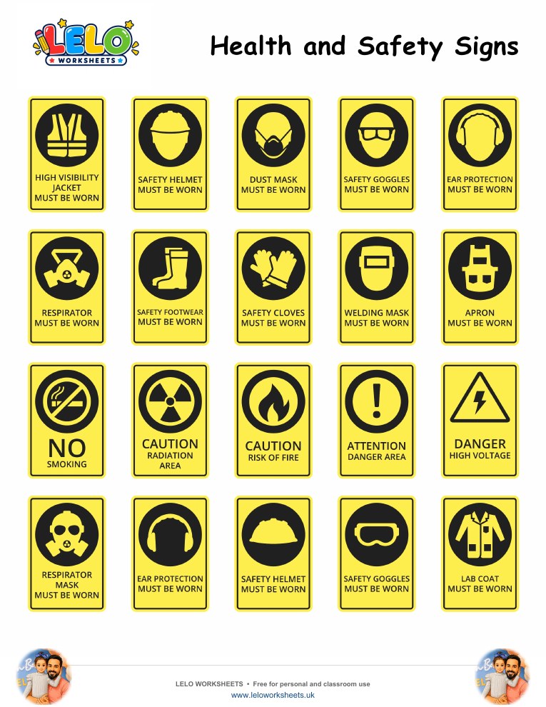 Health and safety signs worksheet worksheet preview