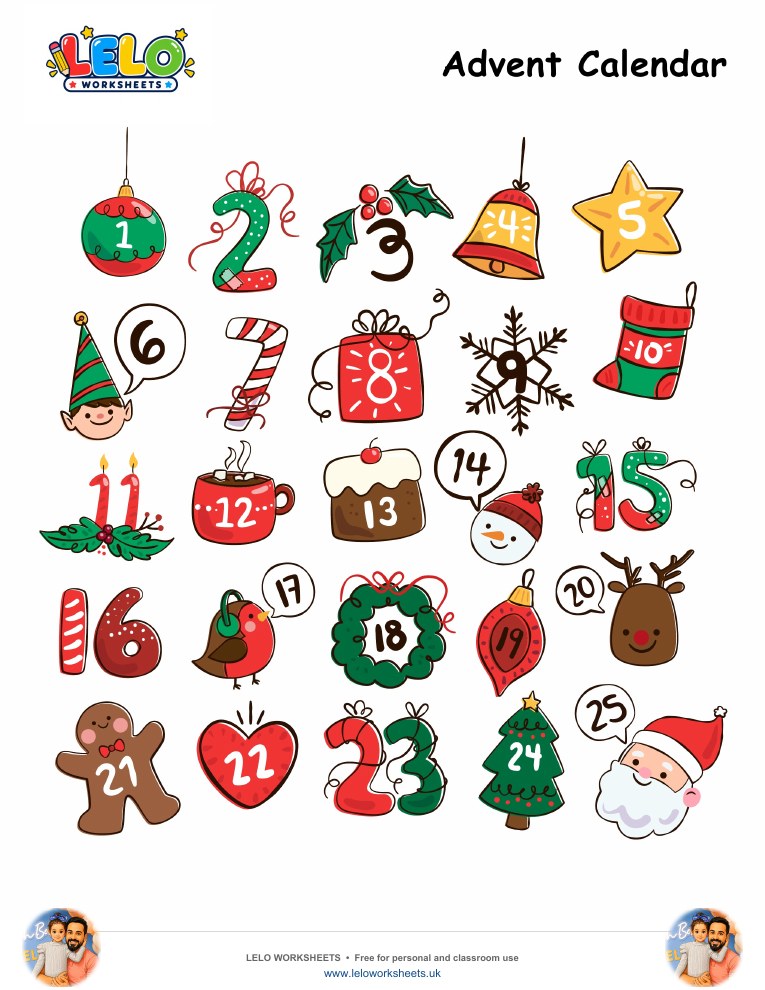 Advent calendar  worksheet worksheet preview
