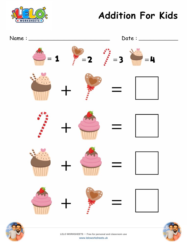 Addition Sweets Worksheet worksheet preview
