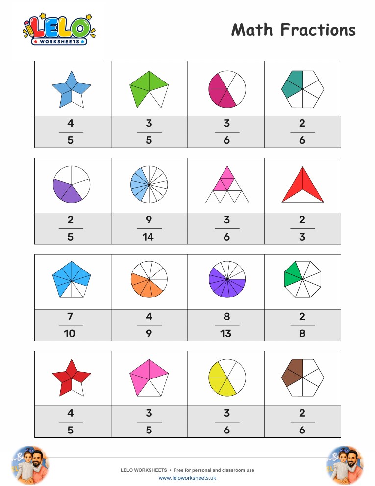 Math Fraction Worksheet worksheet preview
