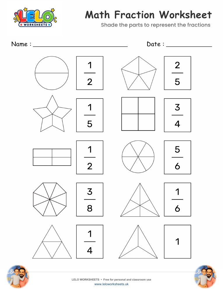 Math Fractions Worksheets worksheet preview