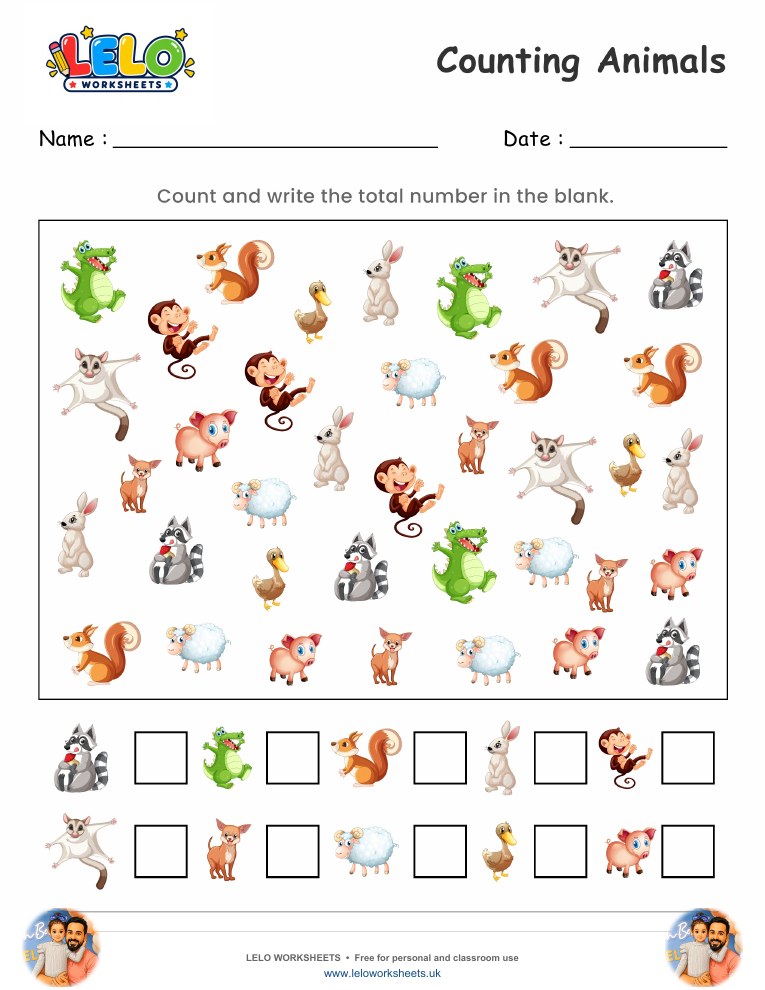 Counting Animals Worksheet worksheet preview