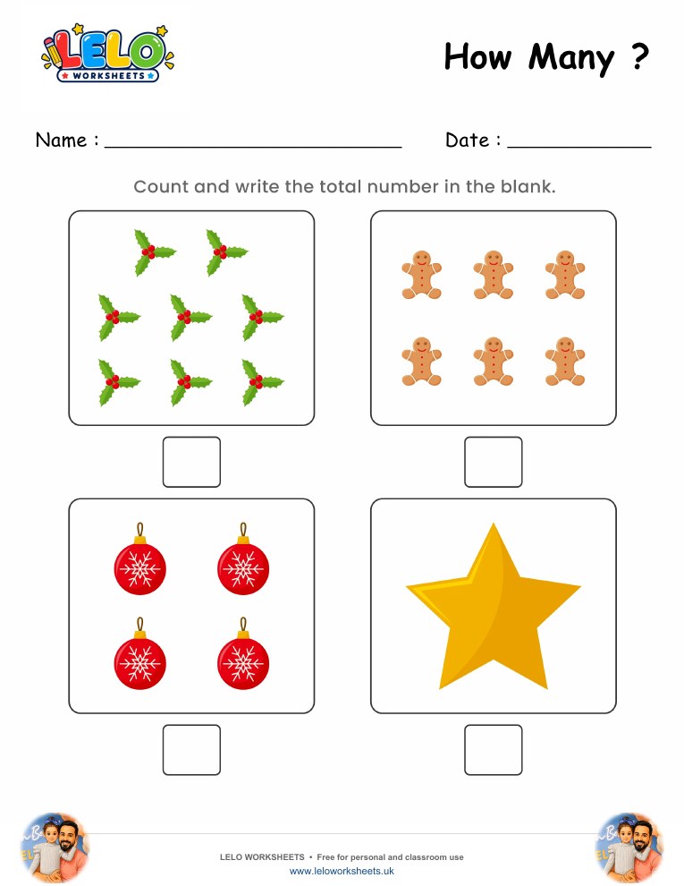 Counting Christmas Objects Worksheet_2 worksheet preview