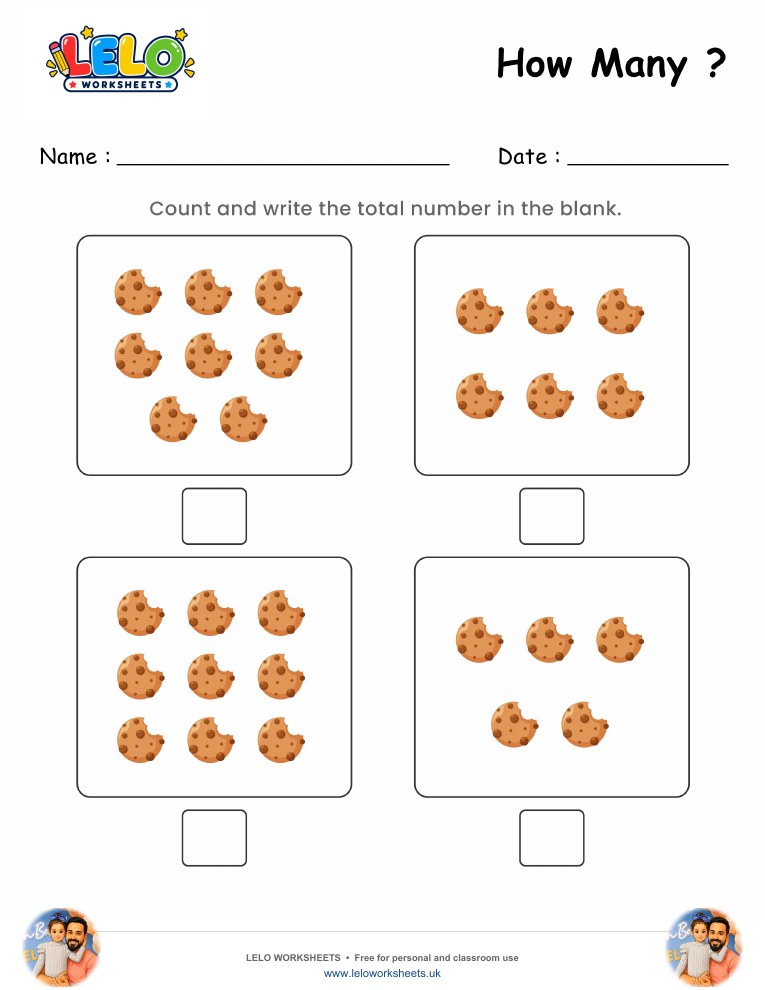 Counting Cookies Worksheet worksheet preview