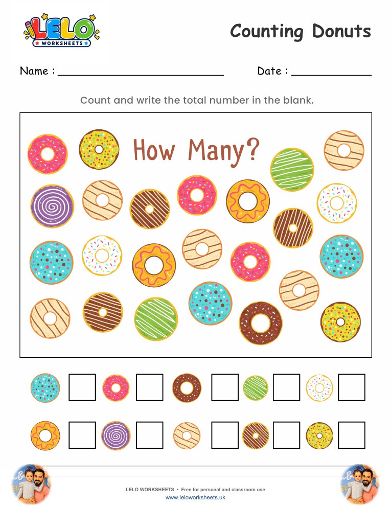 Counting Donuts Worksheets worksheet preview