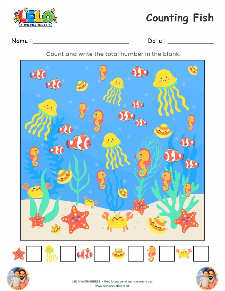 Counting Fish Worksheets worksheet preview