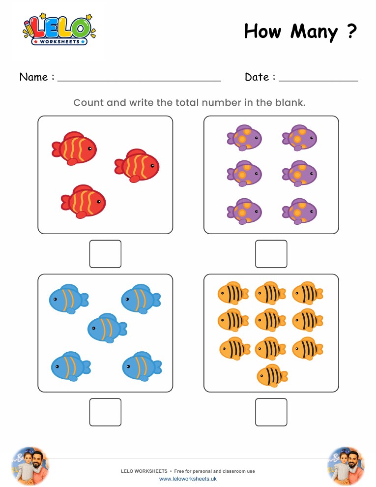 Counting Fishes Worksheet worksheet preview