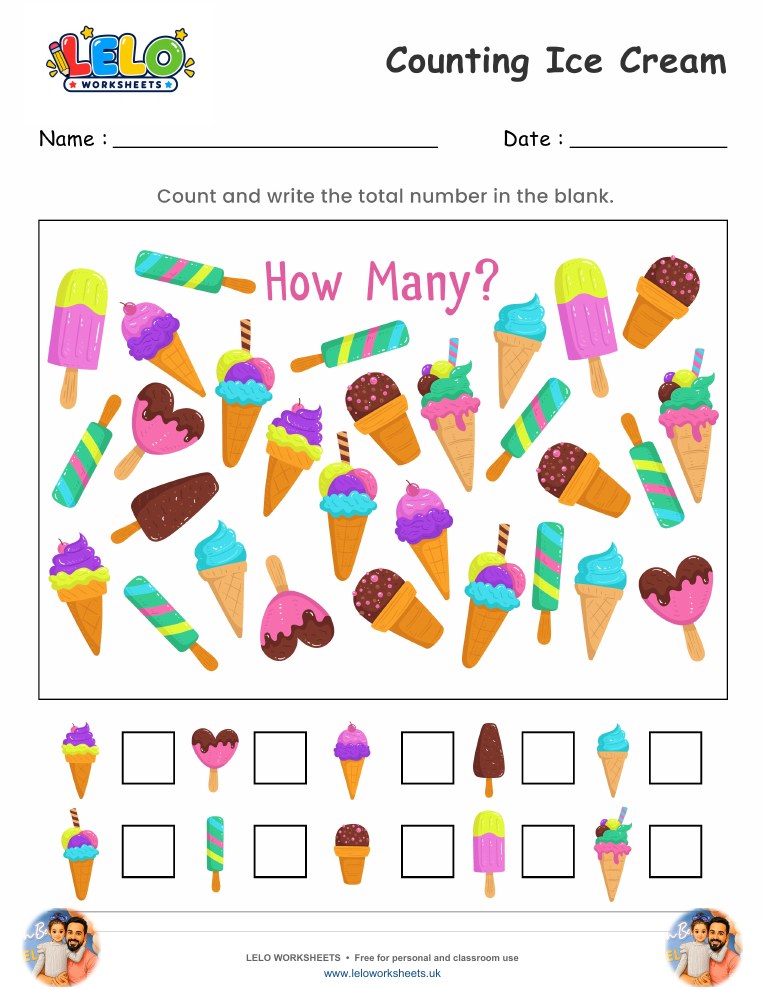 Counting Ice Cream Worksheets worksheet preview