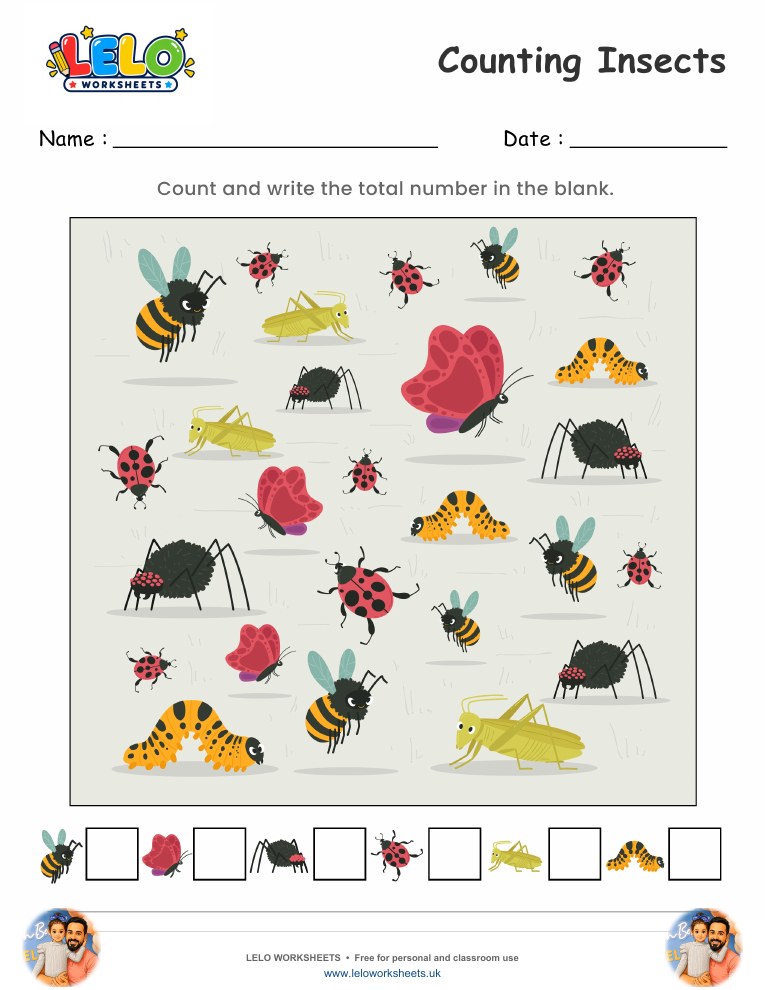 Counting Insects Worksheets worksheet preview