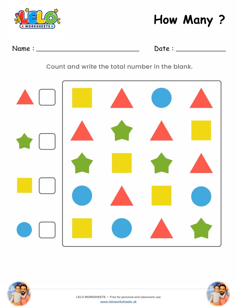 Counting Shapes Worksheet worksheet preview
