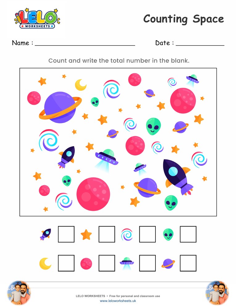 Counting Space Worksheets worksheet preview