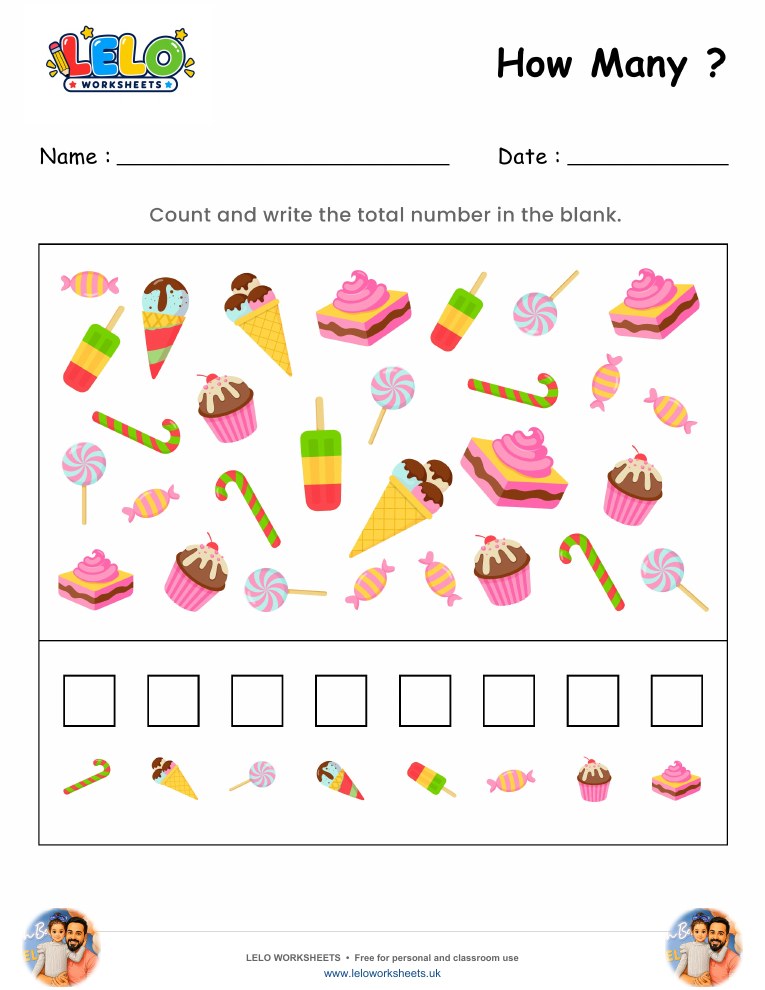 Counting Sweets Worksheet worksheet preview